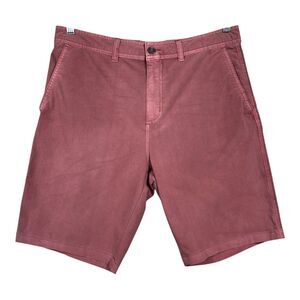 Valor Mens Washed Red Stretch Flat Front Shorts Sz 33
